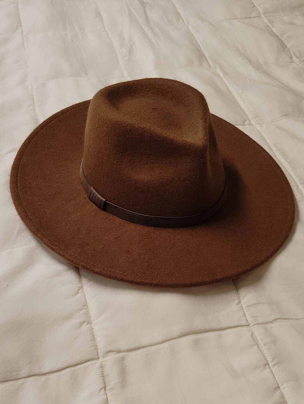 Universal Thread Brown Fedora Hat Wide Brim 100% Wool Boho Western Style